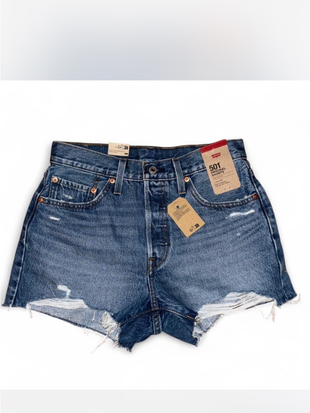 Levi's 501 Cutoff Distressed Denim Shorts - Blue